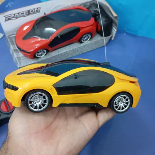 ماشین کنترلی چهار کانال چراغدار پسرانه اسباب بازی جذاب زرد و قرمز سیسمونی کادویی نشکن مشهد