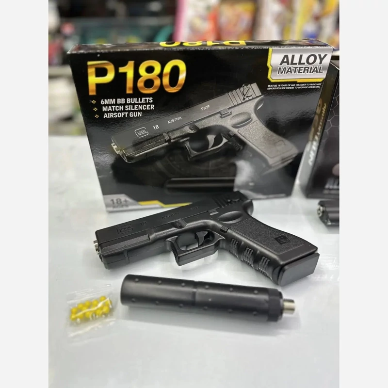 کلت فلزی p180 تفنگ ساچمه ای اسباب بازی صدا خفه کن دار